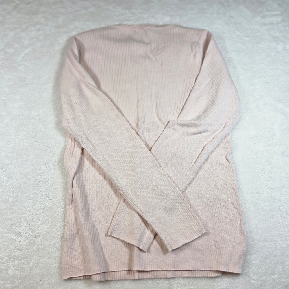 Polo Jeans Co Ralph Lauren Womens Henley Top Pink Ribbed Long Sleeve Large L - Picture 3 of 7